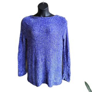 Soft Surroundings Petite Medium M Sweater Womens PM Knit Purple Deco Chenille